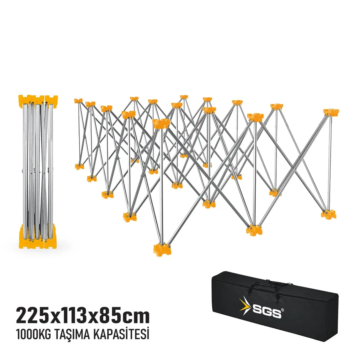 SGS KATLANIR ÇALIŞMA TEZGAHI ALÜMİNYUM 225*113*85 CM