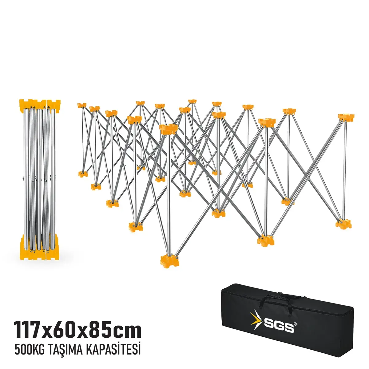 SGS KATLANIR ÇALIŞMA TEZGAHI ALÜMİNYUM 117*60*85 CM