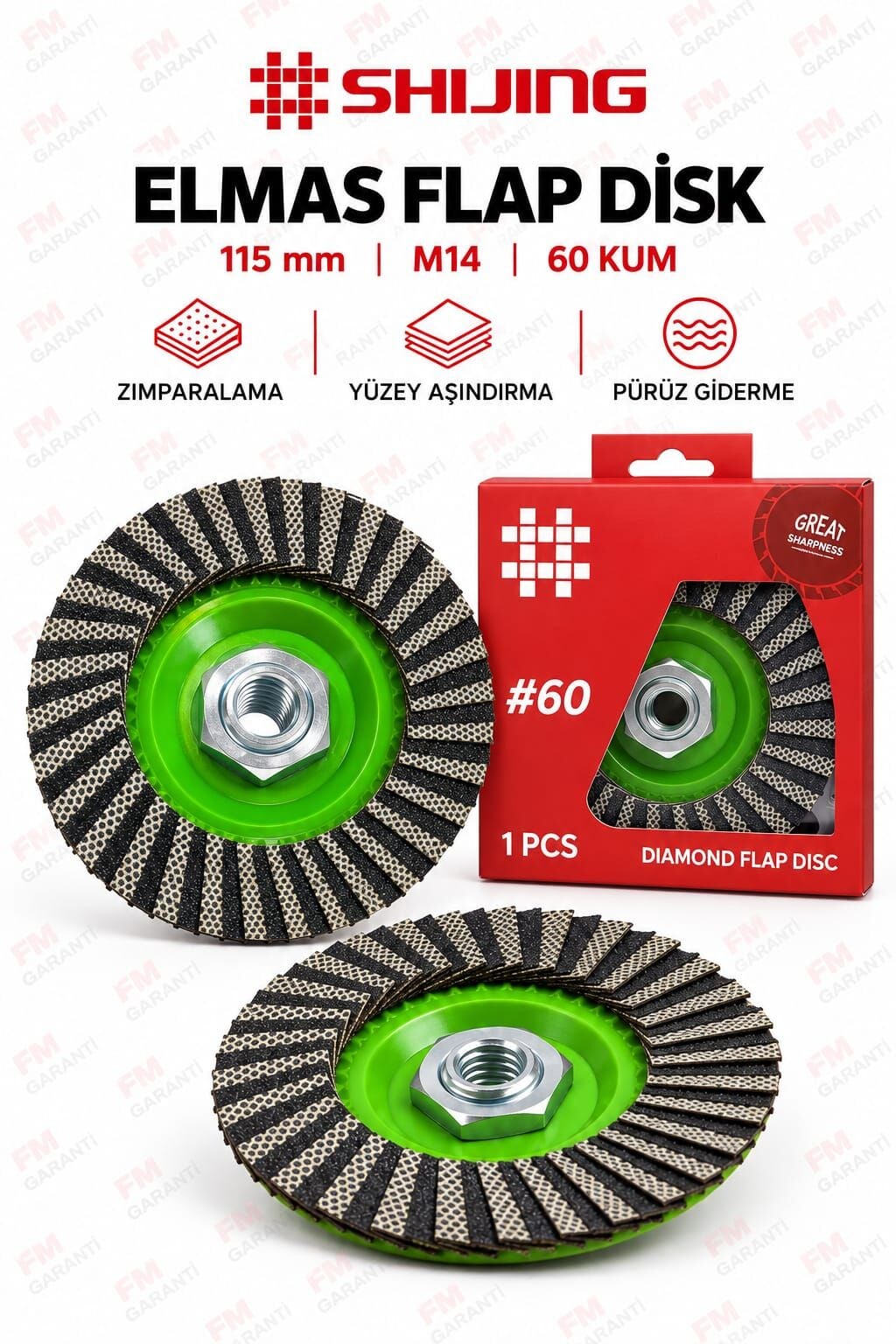 SHİJİNG TOOLS ELMAS YEŞİL FLAP DİSK 60 KUM