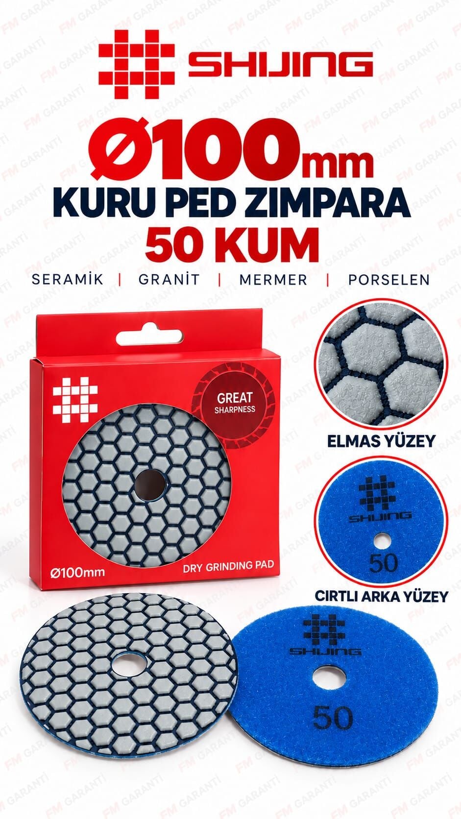 SHİJİNG TOOLS ELMAS PED ZIMPARA - 50 KUM
