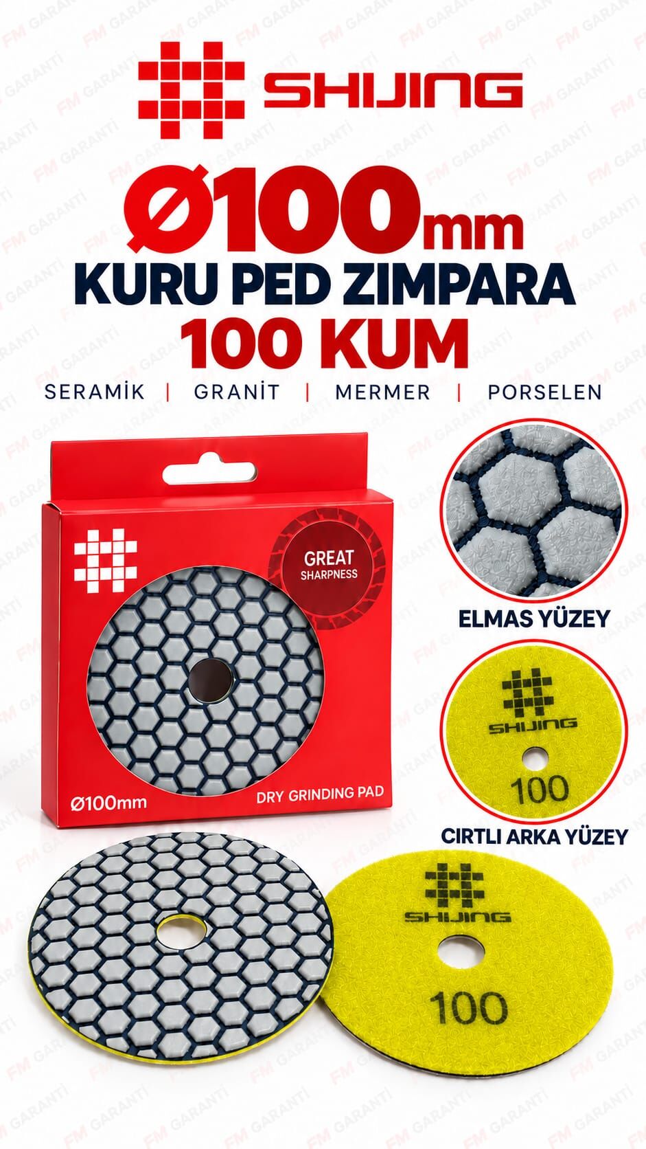 SHİJİNG TOOLS ELMAS PED ZIMPARA - 100 KUM