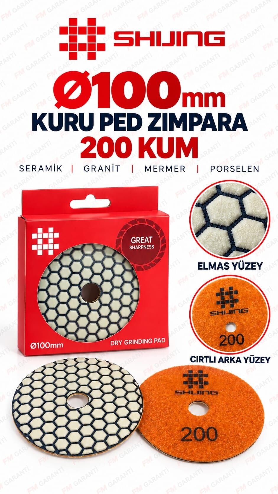 SHİJİNG TOOLS ELMAS PED ZIMPARA - 200 KUM