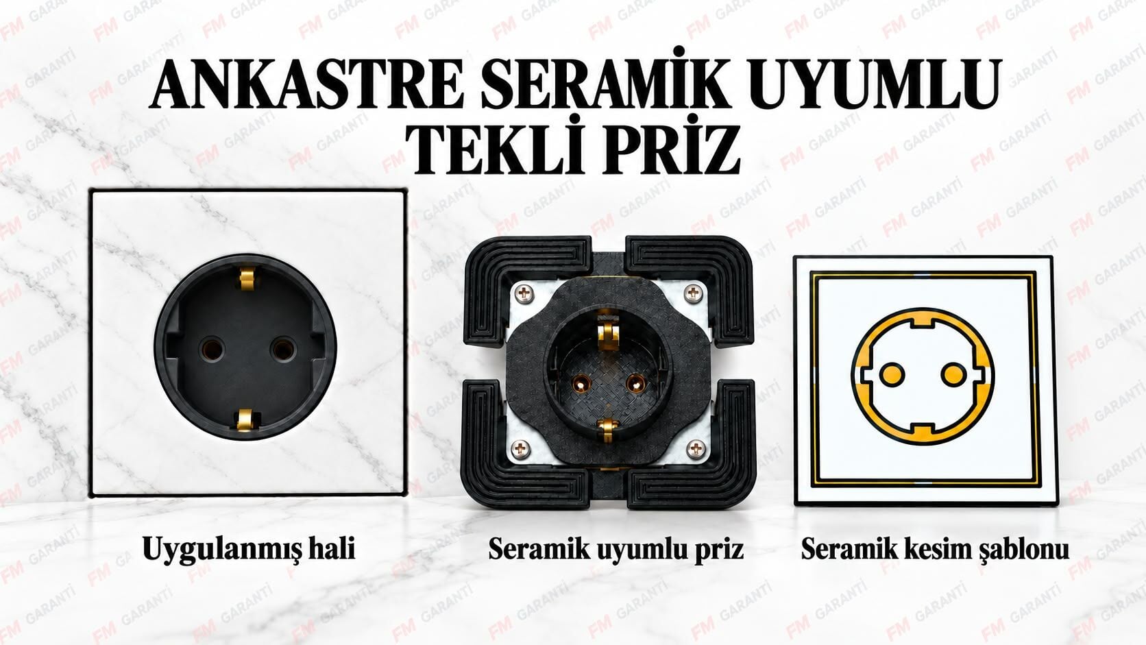Ankastre Gizli Priz Tekli – 8 mm Seramik Uyumlu